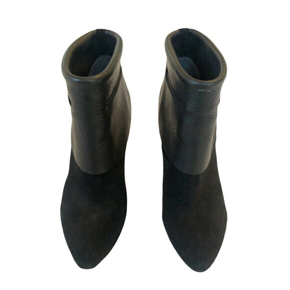 Sigerson Morrison Black Ferg Leather Suede Booties - Picture 3 of 13